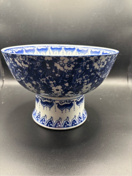 Other - Blue Floral Pedestal Compote